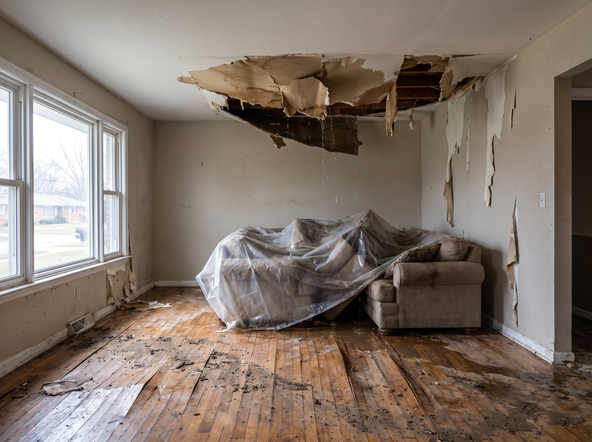 Living room before water damage restoration